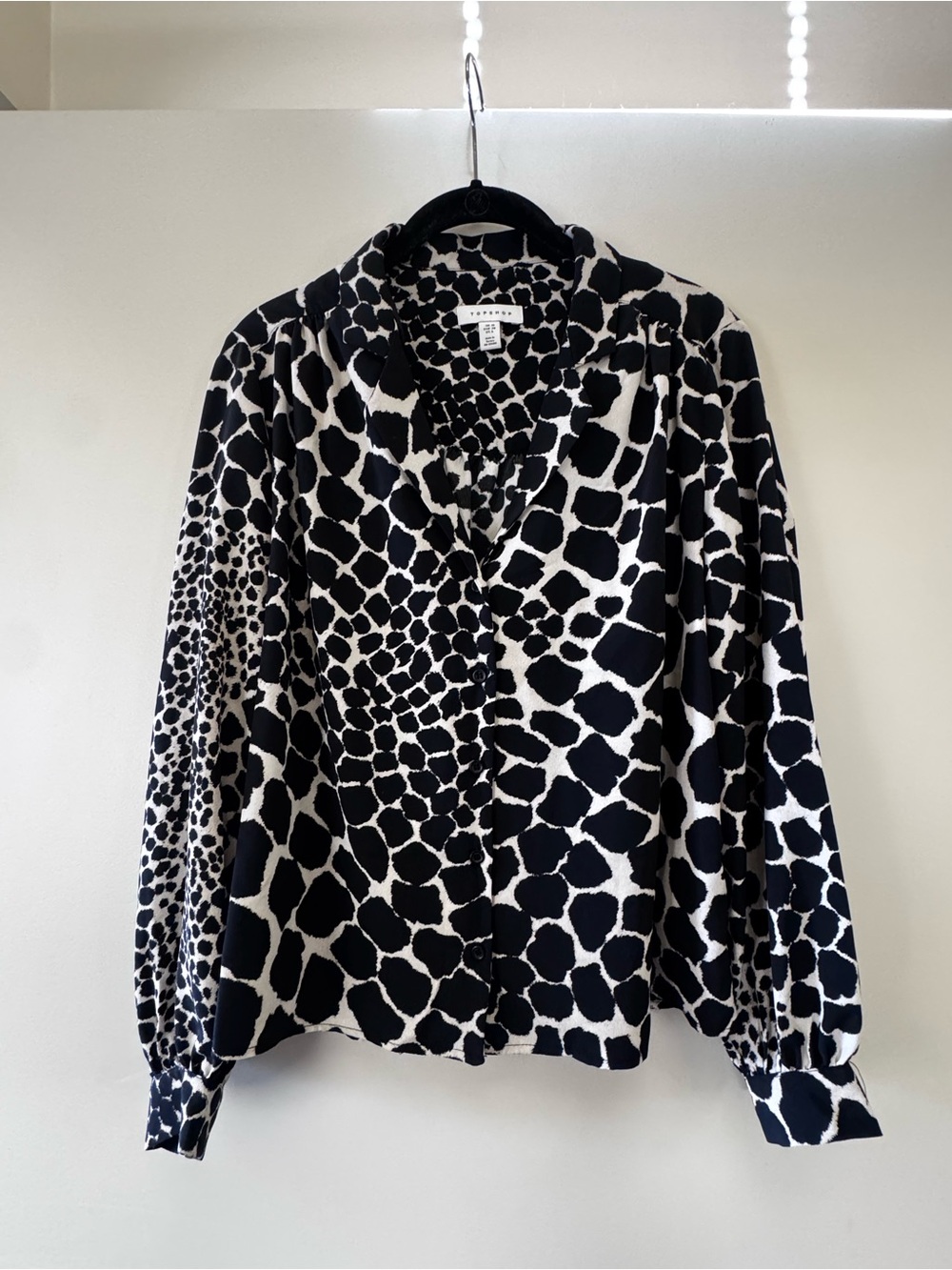 Topshop Black and White Abstract Spot Button-Up Blouse